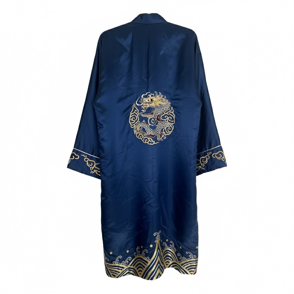 Vintage Magnolia Pure Silk Hand Embroidered Dragon Robe/Jacket - Shanghai - Picture 2 of 6